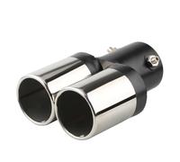 Exhaust Tip 1Piece 2.5 Inlet Decoration Chrome Tail Pipe Car Styling Exhaust Trim Muffler Stainless Steel Curved Double Outlet Tailpipe(Blackchrome straight)