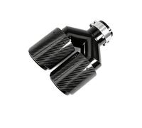 Exhaust Tip 1piece Universal Car Tail Throat Same Length Black Y-Shaped Double Out Twill Glossy Exhaust Muffler Tip Carbon Fibre Tail Pipe(Equal in60-out89mm)