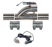 Exhaust Tip 2" 2.25'' 2.5'' 3" Inch SS304 Double Valve Electric Exhaust Cut Out Valve with Switch Button and 2pcs Clamp Connector Tailpipe Pipe(2.5inch)