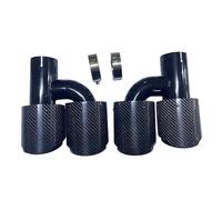 Exhaust Tip 2 Pcs Automobile Parts Exhaust Pipe H-type Bright Carbon Brazing Dimension Straight Edge Tail Throat Is Suitable Car Exhaust(66mm-89mm)
