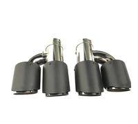 Exhaust Tip 2 PCS H Model Matte Carbon Fibre Stainless Steel Universal DUAL Automobile Exhaust Pipe Muffler Car Accessories Exhaust Tip Car Exhaust(60MM IN 101MM OUT)