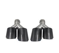 Exhaust Tip 2 Pcs Left Or Right Universal Glossy Blue Double Carbon Fiber Exhaust Muffler Tailpipe Tips For Car Modify Car Muffler Exhaust Pipe Tail(ID76mm-89mm)