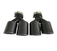 Exhaust Tip 2PC Car Modification Left And Right Universal Dual Glossy Black Automobile Exhaust Pipe Car Exhaust(57-89MM LOGO)