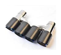 Exhaust Tip 2PCS Exhaust Pipe Universal Auto Tip Double Muffler Tip H Style Dual Glossy Carbon Fiber Stainless Steel Burnt Blue Tail Throat(63-89MM)