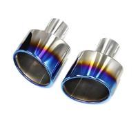 Exhaust Tip 2pcs/lot 304 Stainless Steel Universal Car Exhaust Tailpipe 140mm Outlet Rolled Oval Slant Muffler Tail Pipe For Auto Cars Car Exhaust Pipe(Blue)