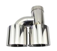 Exhaust Tip 76/89mm Stainless Steel And Bright Face Without Marked H-type Double Outlet Straight Edge Exhaust Tail Throat Tailpipe Pipe(54MM-89MM O)