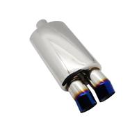 Exhaust Tip Car Accessories Exhaust Systems Muffler Pipe Universal Stainless Burned Blue Silver Silencer Double Export 63MM 76MM Tailpipe(Bend Blue 76mm)