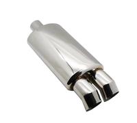Exhaust Tip Car Accessories Exhaust Systems Muffler Pipe Universal Stainless Burned Blue Silver Silencer Double Export 63MM 76MM Tailpipe(Bend Silver 63mm)