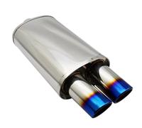 Exhaust Tip Car Accessories Exhaust Systems Muffler Pipe Universal Stainless Burned Blue Silver Silencer Double Export 63MM 76MM Tailpipe(Straight Blue 76mm)