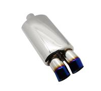 Exhaust Tip Car Accessories Exhaust Systems Muffler Pipe Universal Stainless Burned Blue Silver Silencer Double Export 63MM 76MM Tailpipe(Bend Blue 63mm)