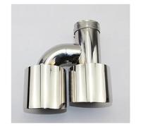 Exhaust Tip Car Accessories H-type Double Outlet Straight Edge Exhaust Pipe Tailpipe Stainless Steel And Bright Face Without Marked Tail Throat(A 63MM-101MM)