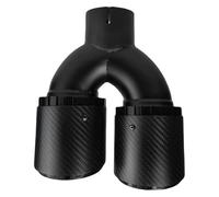 Exhaust Tip Car End Pipes 1 Pcs Universal Aluminium Alloy Silencer Black Double Outlet Carbon Fibre Twill Matte Exhaust Tip 76.2mm-101mm-Right(76.2mm-101mm-Left)