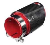 Exhaust Tip, Car Exhaust Pipe Universal Exhaust Tip Tail Throat Glossy Carbon Fiber Red Pipe Straight Universal Exhaust Tip 3. 1in Inlet 4in Single Outlet