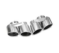 Exhaust Tip Car Quad Carbon Fiber Exhaust Tip Muffler Pipe No Welding Nozzle For BMW G05 X5 G06 X6 G07 X7 2019+ Tailpipe(Silver)
