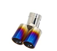 Exhaust Tip Car Styling 63MM Universal Mufflers Exhaust Tail Throat Pipe Tip Flat Bend Stainless Steel Multi-size Dual Outlet Muffler Tail Throat(Multicolor 51MM)