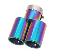 exhaust tip Car Styling Mufflers Exhaust Tail Throat Pipe Tip Flat Universal Stainless Steel Multi-size Dual Outlet Muffler Tailpipe Muffler(Multicolor 63MM)