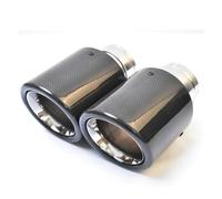Exhaust Tip Car Universal Modiflcation Curly Bevel Edge Exhaust Pipe Full Fiber Carbon Cover Muffler Tip Stainless Steel Single Glossy Tail Throat(57-76mm)