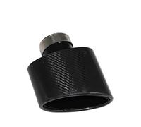 Exhaust Tip Car Universal Muffler Tip Exhaust Pipe Nozzle Decoration Stainless Black Oval 150mm Tilting Left Right Glossy Carbon Fiber Tail Throat(Left 48MM)