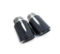 Exhaust Tip Car Universal Stainless Steel Single Exhaust Pipe Sandblasting Full Glossy Carbon Black Cover Muffler Tip Tail Throat(IN 51MM-OUT 101MM)