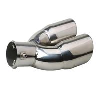 Exhaust Tip Cover Trims 63mm Universal Car Exhaust Pipe Muffler Tail Outlet Nozzle End Stainless Steel Trim Double Silencer(Curved Silver)