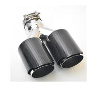 Exhaust Tip Cover Trims Car Carbon Fiber Glossy Muffler Tip Y Shape Double Exit Exhaust Pipe Nozzle Decoration Universal Stainless Steel(51 IN -76 OUT)