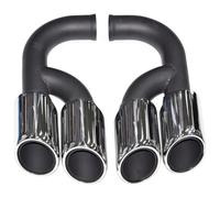 Exhaust Tip Cover Trims For Cayenne For 958 2011 2012 2013 2014 Car Exhaust Pipe Upgrade GTS Model 304 Stainless Steel Black Muffler Tip(Long Glossy S)
