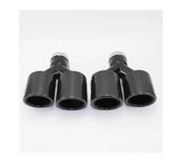 Exhaust Tip Cover Trims Or So Car Tail Throat Black Twill Carbon Fiber Rolled Edge Y Type Clamp Four Outlet Exhaust Pipe Muffler 1 Pair(66mm out 101mm)