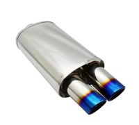 Exhaust Tip Exhaust Systems Muffler Pipe Drum Universal Stainless Burned Blue Silver Silencer Double Export 63MM 76MM Car Accessories Tail Pipe(StraightBlue63mm)