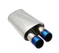 Exhaust Tip Exhaust Systems Muffler Pipe Drum Universal Stainless Burned Blue Silver Silencer Double Export 63MM 76MM Car Accessories Tail Pipe(StraightBlue76mm)