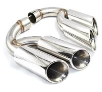 Exhaust Tip For Vw For Touareg 2012-2017 Black Stainless Steel Quad Exhaust Pipe Nozzle Silver B Car End Pipes(Silver A)