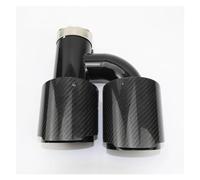 Exhaust Tip Modification Universal Dual Glossy Black Automobile Exhaust Pipe MUFFLER Pipe Carbon Fiber Exhaust Tip Car Styling Tail Throat(L 60mm out 89mm)