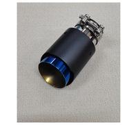 Exhaust Tip Rear 1 PCS Matte Carbon Fiber Exhaust Muffler Pipe Tip Straight Universal Stainless Steel Blue Mufflers Decorations Tail Pipe Exhaust Pipe Cap(67MM IN 89MM OUT)