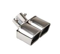 Exhaust Tip Rear 1Pc 63MM Inlet Car Part Square-mouthed Double-tube Muffler Tail Pipe Stainless Steel Black Exhaust Tips(Silver bend)