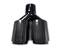 Exhaust Tip Rear 1PCS Glossy Carbon Fiber Black Stainless Steel Universal Exhaust Pipe Muffler Car Accessories Modification Tip Tail Pipe Exhaust Pipe Cap(63MM IN 114MM OUT)