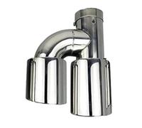 Exhaust Tip Rear Car Accessories Stainless Steel H-type Double Outlet Straight Edge Exhaust Pipe Tailpipe Tail Pipe Exhaust Pipe Cap(Left in60-out101)