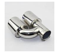 Exhaust Tip Rear H-type Double Outlet Roll-edge Exhaust Pipe Tailpipe Welding Muffler Car Accessories Surface Bright Unmarked Tail Pipe Exhaust Pipe Cap(70MM - 101MM)