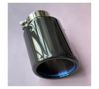 Exhaust Tip Tailpipe 1 Piece Car Exhaust Tip Glossy Real Carbon Fiber Blue Stainless Pipe System Muffler Tailpipe(ID 51MM-OD 89MM)