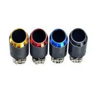 Exhaust Tip Tailpipe 1 Piece Design Cool Style 3 Layers Carbon Fiber + Balck Stainless Modified Car Exhaust Tip Silenciador(Blue In60-101mm)