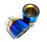 Exhaust Tip Tailpipe 1 Piece Universal Tailpipe Rear Round Exhaust Pipe Tail Muffler Tip For Car Blue Stainless Steel Length 130MM(48MM IN-89MM OUT)
