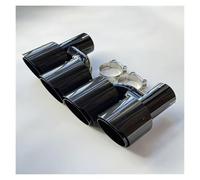 Exhaust Tip Tailpipe 1Pair L+R H Type Dual Car Universal Exhaust Tips Double Exit Pipes Muffler Tailpipe Glossy Black Carbon Fiber Stainless(ID 63MM-OD 89MM)