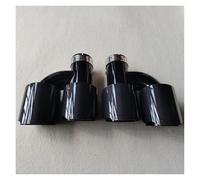 Exhaust Tip Tailpipe 2 Piece Exhaust System Muffler Pipe Universal H Type Dual Outlet Black Stainless Steel Tail End Pipes Glossy Carbon Fiber(ID 73MM-OD 114MM)