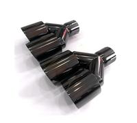 Exhaust Tip Tailpipe 2 Piece Universal Double Car Exhaust Muffler End Tips Titanium Black 304 Stainless Steel Dual Pipe(IN 63MM OUT 101MM)