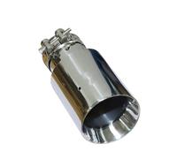 Exhaust Tip Tailpipe Car Dilayer Muffler Tip Universal Exhaust Pipe Mufflers Nozzle Decoration End Bevel Silver Stainless Steel(63mm-89mm)