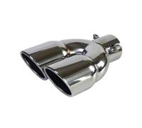Exhaust Tip Tailpipe Car Inlet Double-Barrel Rear Exhaust Tip Tail Pipe Muffler Black Titanium Outlet Stainless Steel Universal 63mm Accessories(Silver Z)