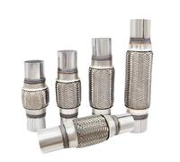Exhaust Tip Tailpipe ID32-102mm Universal Car Exhaust Tube Telescopic Flexible Connection Braid Bellows Muffler Pipe Connector Welded Stainless Steel(ID32mm,250mm)