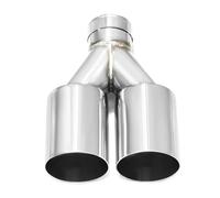 Exhaust Tip Tailpipe One Piece Single Car Exhaust Bright Flat Edge Double Pipe Muffler Tailpipe Nozzle Stainless Steel(ID63MMOD76MM)