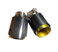 Exhaust Tip Universal Gold Stainless Steel Carbon Fiber Nozzle Exhaust Muffler Straight End Tips(ID 51mm-OD 101mm)