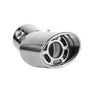 Exhaust Tip, Universal Rear Round, 1 Pcs Stainless Steel Auto Exhaust Angled Exhaust Tip Muffler Tail Pipe Tailpipe Trim Tip Pipe, Silver for Most Cars with Curved Diameter 38mm 53mm