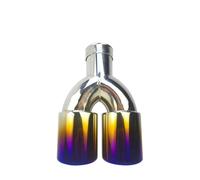 Exhaust Tip Universal Stainless Steel Car Styling Mufflers Exhaust Tail Throat Pipe Tip Multi-size Dual Outlet Auto Muffler 51mm 63mm Tail Throat(Blue 51MM)