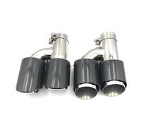 Exhaust Tips 1 Pair H Style Dual Glossy Carbon Fibre Stainless Steel Universal Automobile Exhaust Pipe Muffler Car Accessories Tip(57 IN 89 OUT)